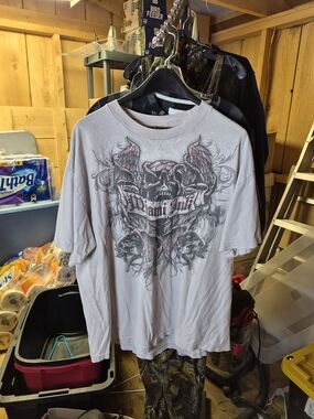 miami Light Gray Graphic Skull Crew Neck Tee Bin 48